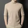 Estilo Novo Outono e Inverno Suéter de Lã Sintética Masculino Gola Redonda Cor Sólida Malha Suéter Quente Camada Base Casual Masculina