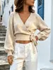 Blusa de Tricô com Alças para Primavera e Outono Feminino, Slim Fit, Cor Sólida Simples, Decote V Cruzado Irregular - eBay Amazon