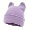 Gorro de punto liso de color sólido con orejas de gato, gorro de lana, cálido y adorable, gorro súper lindo para proteger las orejas en clima frío, transfronterizo
