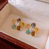Brincos de Flor com Zircônia em Prata Banhada a Ouro Real 18K Brincos de Moda de Luxo Acessível Brincos Elegantes de Nicho de Alto Padrão para Mulheres