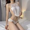 Tentación de Encaje Sexy Retro Corte Sexy Ropa Interior Faja Bragas Abiertas Pijama Apasionado Set de Uniforme de Cuello Colgante