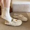 Mocasines planos para mujer estilo Chanel, de punta redonda, con forro de felpa y forro polar, nuevo modelo de celebridad de internet Otoño 2026
