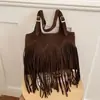 Bolsa de Mão de Luxo Leve Atacado Bolsa Tote com Franja Bolsa Feminina 2026 Nova Retro Versátil para o Dia a Dia Bolsa de Ombro Único