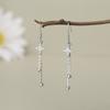 Pendientes de gancho para la oreja con borla larga, elegantes y a la moda, con cuentas redondas incrustadas de diamantes y cuatro aristas de estrella de cruz, joyería para la oreja