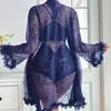 Lencería Sexy de Encaje de Color Sólido para Mujer Transfronteriza, Bata Sencilla para Dormir Diariamente, Conjunto de Tres Piezas, Más Vendido en Comercio Exterior