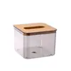 Caixa de Tecido Transparente de Madeira de Aparência Sofisticada, Caixa de Tecido para Mesa de Centro de Sala de Estar, Desktop, Grande Capacidade, à Prova de Poeira