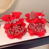 Acessórios para cabelo de bola de ano novo vermelho infantil, fivela de cabelo, coroa de menina, artefato de cabelo de princesa para meninas, grampo de cabelo