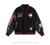 Jaqueta Baseball Bordada Maçã Amarela Outerwear Masculina e Feminina Outono 2025 Nova Solta BF Marca Americana Tendência Jaqueta