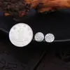 Pendientes de Plata S925 Estilo Chino Nuevo Retro Flor de Begonia de Cuatro Hojas para Mujer Mate Simple Artístico Elegante Adornos Redondos de Flor de Cuatro Pétalos
