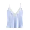 Camisola de encaje de seda estilo popular europeo y americano ZA con tirantes decorativos, ropa de mujer en AliExpress, moda casual transfronteriza INS, negro texturizado