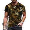 Camiseta Masculina Casual Juvenil Solta com Gola Redonda Preta Estampada de Verão 2024 Tendência Europeia e Americana