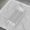 Cosméticos acrílicos de alto valor acabamento cesta de armazenamento Luz Luxo Glacier Padrão empilhável caixa de armazenamento Desktop transparente