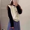 Chaleco Cárdigan Tejido Estilo Coreano Simple Redondo Hebilla de Madera Color Puro para Mujer Primavera y Otoño Nuevo Chaleco Suave Encerado en Capas