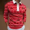 Sitio web independiente transfronterizo, nueva camisa polo para hombre con cremallera y manga larga, polo casual navideño moderno y a la moda