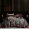 Estampado digital estilo americano de grado A, algodón de fibra larga, juego de ropa de cama de cuatro piezas, con un diseño de pintura al óleo de lujo ligero, adecuado para todas las estaciones