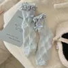 Calcetines de Coral Fleece con Encaje para Mujer, Calcetines Gruesos Cálidos de Invierno, Calcetines Dulces de Media Pantorrilla con Lazo, Calcetines para Dormir que No Sueltan Pelusa
