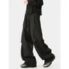 Pantalones Casuales de Otoño de Pierna Ancha Grises Sueltos Versátiles para Exteriores Plegados Estilo Montaña Paracaidista Marca de Moda Estilo Americano para Hombre Pantalones Cortavientos
