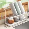 Suporte de Copo de Metal Cuidadosamente Selecionado com Bandeja de Drenagem de Camada Dupla Rack de Armazenamento para Mesa de Cozinha Copo Xícara de Chá Xícara de Café