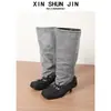 Botas de ballet estilo coreano para otoño e invierno 2026 con tacón fino, cordones, caña ancha, botas vintage de media pantorrilla, plisadas, suela plana, nuevo modelo