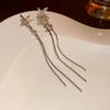 Agulha de prata Europeia e Americana Exagerada Diamante Incrustado Flor Arco Borla Brincos Sentido Avançado Personalidade Brincos Internet Celebridade Brincos Elegantes