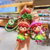 Llavero de elfo recogiendo flores de dibujos animados creativo muñeca de niña linda colgante para mochila de estudiante pequeño regalo al por mayor