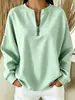 2026 Tendência Europeia e Americana da Moda Novo Moletom Casual Feminino de Cor Sólida com Gola Alta Meio Zíper Mangas Longas Gola Redonda