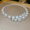Colar Flor de Pérola e Diamante Banhado a Ouro Real Moda de Nicho Corrente para Clavícula Versátil Elegante Luxo Leve Joias de Alta Qualidade
