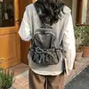 Mochila de Mezclilla Lavada Estilo Japonés Retro, Bolso Escolar Casual Simple y Versátil para Estudiantes, Mochila de Lona Estilo Harajuku
