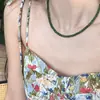 Colar de Pedras de Calcedônia Branco-Verde Cor de Jade Estilo Chinês Novo com Fecho de Lingote Corrente para Clavícula Pingente