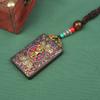 Colar com pingente de ébano estilo chinês Nepal thangka marca Bodhisattva Buda Xizang vintage corrente para suéter pendente presente