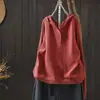 Top de punto con capucha para mujer 2026 otoño nuevo algodón casual estilo perezoso coreano versátil suéter camiseta MT
