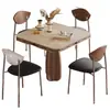 Mesa de comedor plegable de pizarra, convertible en mesa redonda, nuevo diseño para apartamentos pequeños, con estilo de mediados de siglo con piedra natural y madera maciza