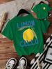 Camiseta holgada informal de manga corta con cuello redondo y estampado de limón para mujer, comercio electrónico transfronterizo de Amazon, Europa y América.