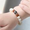 Pulsera de Raíz de Bodhi de Jade Blanco de una Sola Vuelta Pulsera de Cuentas de Buda para Hombre y Mujer Pulsera para Pareja Rosario para Mujer