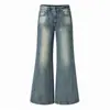 Jeans de moda transfronterizos 2026 Sunset Seaside estilo retro americano, lavados y desgastados, pantalones largos acampanados versátiles