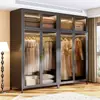Armario de acero, mueble de dormitorio, perchero de ropa combinado a prueba de polvo todo en uno de metal, armario de almacenamiento fácil de montar para niños, adecuado para apartamentos de alquiler