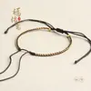 Pulseira de Contas Ajustável Semi-Acabada para DIY, Trançada à Mão em Quatro Fios, Banhada a Ouro Fino, Atacado