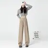 Calça Yamamoto Cor de Abóbora com Forro de Fleece para Mulheres, Outono 2026, Calça Esportiva de Corte Reto Ampla para Figuras Baixas, Calça Casual de Perna Larga