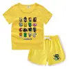 Estilo Novo Verão 2026 Camiseta de Gola Redonda e Shorts Infantis Estilo Coreano Absorvente de Suor Conjunto Casual de Camiseta para Crianças Pequenas e Médias