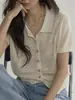 Camiseta Jol Chose con Diseño Hueco y Solapa para Mujer, Superventas de Verano, Top Casual de Manga Corta Estilo Francés