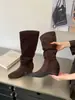 Botas de Cavaleiro Femininas 2026 de Cano Alto, Bico Quadrado, Camurça, com Aumento Interno de Altura, Botas Slim de Cano Alto