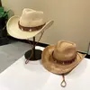 Viaje de Verano Sanya Sombrilla Sombrero de Paja Estilo Étnico para Mujer Sombrero de Playa para Vacaciones Retro Británico Panama Jazz Sombrero Tendencia