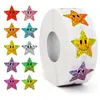 Paquete de Rollo de Pegatinas de Caras Sonrientes Estrelladas de Colores 10 Colores Pegatinas Adhesivas Brillantes Pegatinas de Recompensa para Niños Decoración de Diario