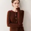 Novo Cardigã de Cashmere Liso Versátil com Gola Redonda Estilo Coreano Jaqueta Simples Solta Camisa Base