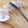 Cinta de gasa con puntos dorados de alta gama para empaque de flores, manualidades de regalos, accesorios para el cabello, moños y repostería