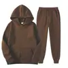Conjunto Masculino Moda Primavera e Outono Cor Sólida Elegante com Moletom com Capuz Conjunto Mais Veludo Tendência Casual Esportivo Conjunto de Duas Peças