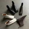 Botines Elásticos Ajustados para Mujer con Aumento Interno de Altura, Nuevos Botines Elásticos de Tobillo Cuadrados de Tacón Bajo con Cremallera Trasera Otoño/Invierno, Talla 42 Botas Grandes