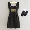 Avental Resistente à Água Estilo Vestido de Princesa de Desenho Animado para Uso na Cozinha, Avental de Trabalho para Refeição Feminino, Roupa de Trabalho para Exterior com Texto Impresso