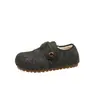 Zapatos Birkenstock Retro de Punta Redonda con Forro de Fieltro y Lana Polar Otoño e Invierno 2025 Nuevos Zapatos de Algodón Cálidos con Suela Gruesa y Aumento Interno para Una Pierna
