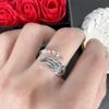 Anillo retro de ángel y diablo para hombre, anillo individual moderno de plata tailandesa, alas de ángel negras, pluma, anillo de flecha